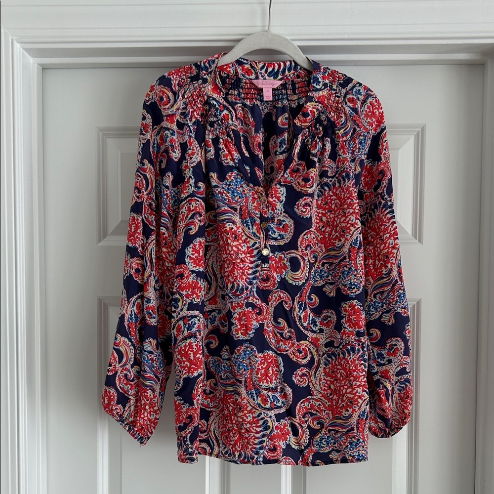 Lilly Pulitzer Paisley Blouse - Red and Blue